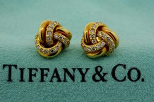 Tiffany & Co. 18k gold diamond Love Knot Stud earrings